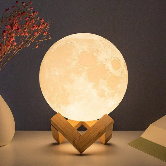 Moon Lamp LED Night Light Battery Powered With Stand Home Decor