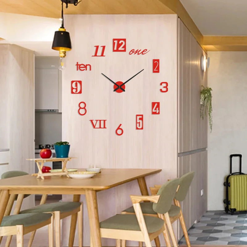 New 3D Roman Numeral Acrylic Mirror Wall Clock Sticker
