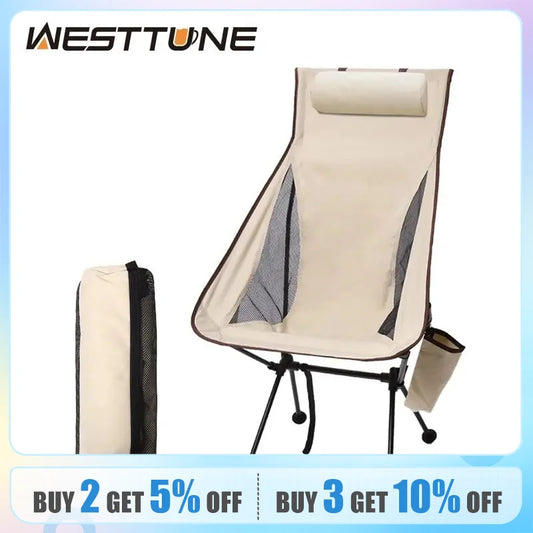 Portable Folding Camping Chair with Headrest Lightweight