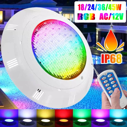 18/24/36/45W Swimming Pool Light with Remote Controller RGB Multi Color Outdoor LED Underwater AC12V IP68 Waterproof Lamp