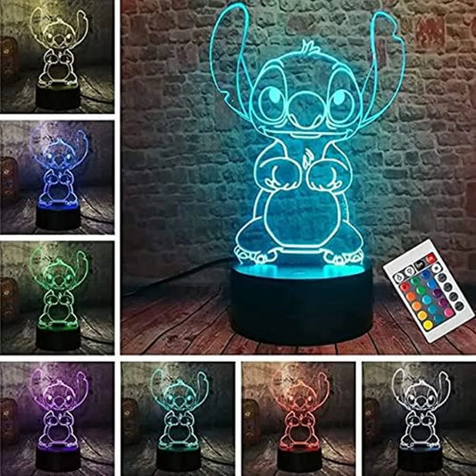 Stitch Night Light 3D Lamp16 Colors with Remote Control Room Decor