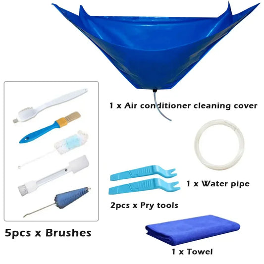110cm Cleaner Large 10pcs Air Conditioner Cleaning Cover Set Wall Mounted Water Proof Pipe Protector Wash Household Kit Drain