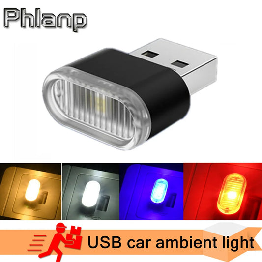 1Pc Car Mini USB LED Atmosphere Lights Car Interior Neon Decorative Lamp