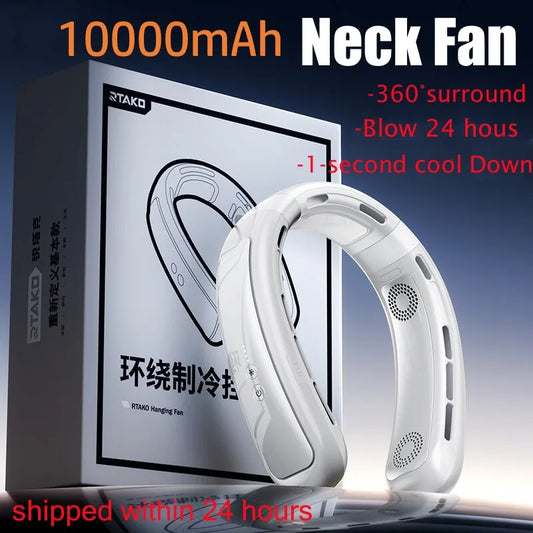 10000mah Portable Neck Fan USB Semiconductor Refrigeration Hanging Neckband Fans Summer mini Bladeless Air Conditioners fans