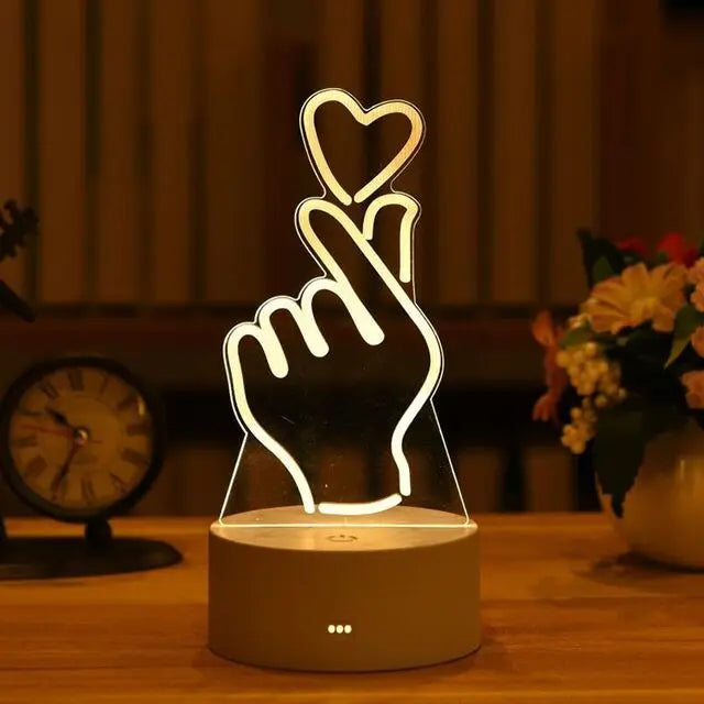 Romantic Love 3D Acrylic Led Lamp for Home Light Birthday Party Decor Lamp