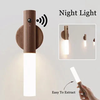 LED Wood USB Night Light Magnetic Wall Lamp Kitchen Cabinet Closet light